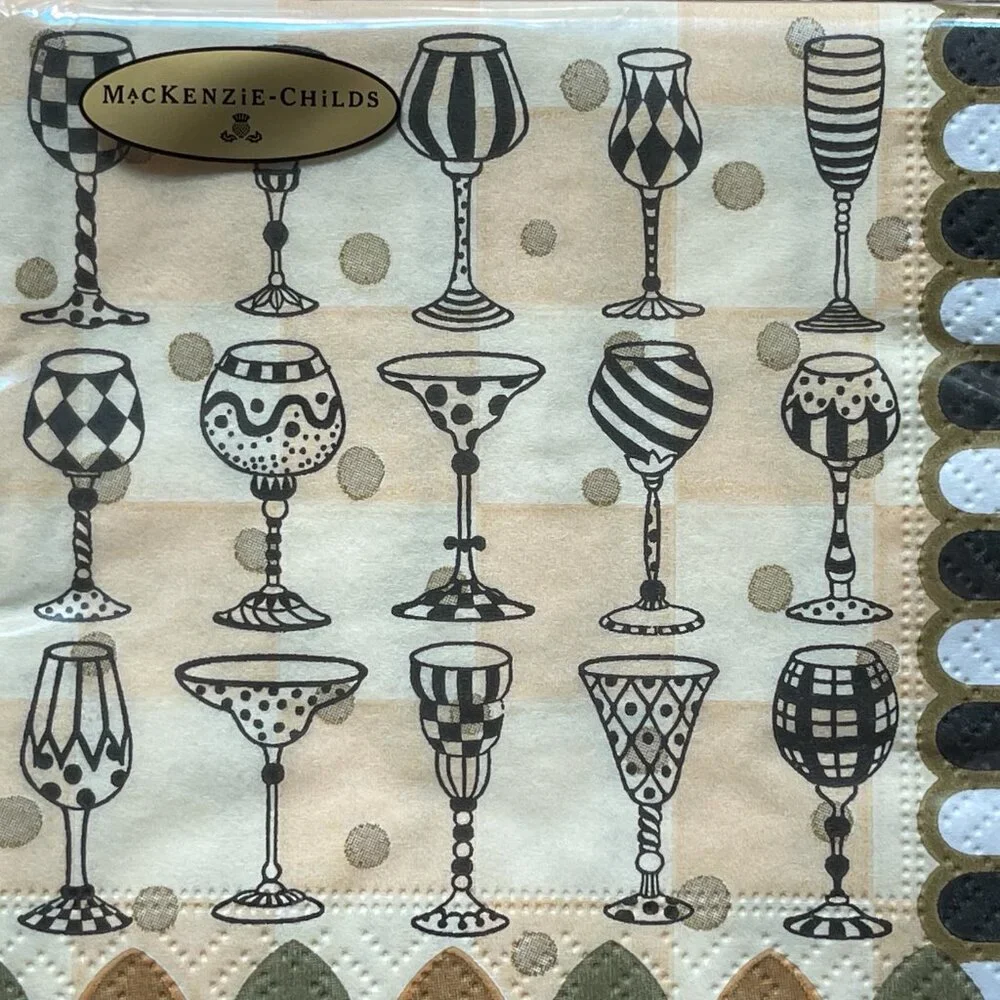 MacKenzie-Childs Napkin & Cheese Spreader Gift Set-NEW- Courtly Hostess Charm